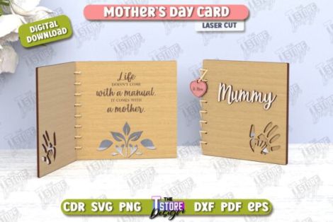 Tarjetas Día de la Madre para corte láser y CNC, decoración elegante