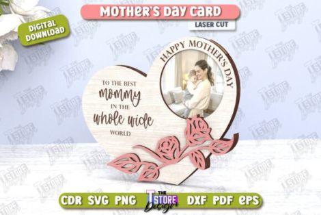Tarjetas Día de la Madre para corte láser y CNC, decoración elegante