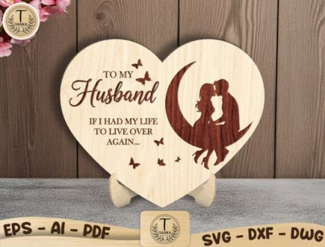 Decoración de madera para San Valentín con diseño para corte láser CNC