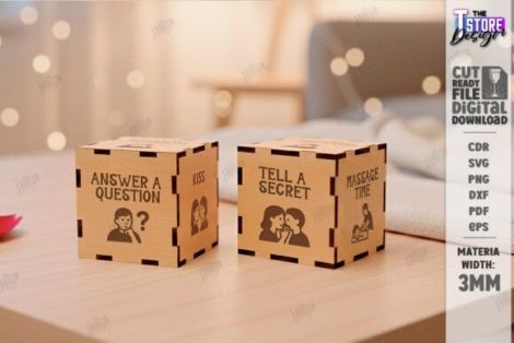 Dado para tomar decisiones con diseño vectorial CNC, archivos SVG y DXF