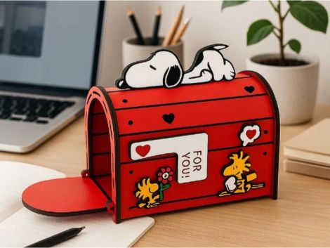 Papelera Snoopy decorativa para corte láser y CNC