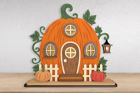 Paquete de decoración de casas de calabaza para corte láser y CNC
