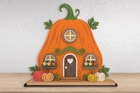 Paquete de decoración de casas de calabaza para corte láser y CNC