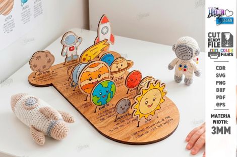Paquete del sistema solar para corte láser y CNC, archivos SVG y DXF incluidos