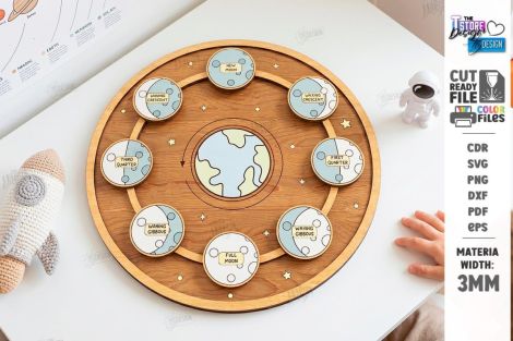 Paquete del sistema solar para corte láser y CNC, archivos SVG y DXF incluidos