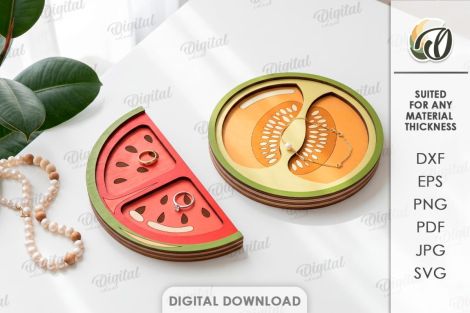 Juego de recipientes frutas verduras decorativos para corte láser