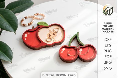 Juego de recipientes frutas verduras decorativos para corte láser