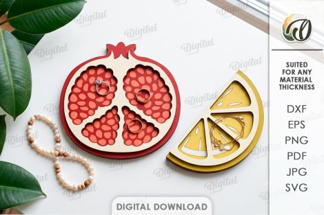 Juego de recipientes frutas verduras decorativos para corte láser