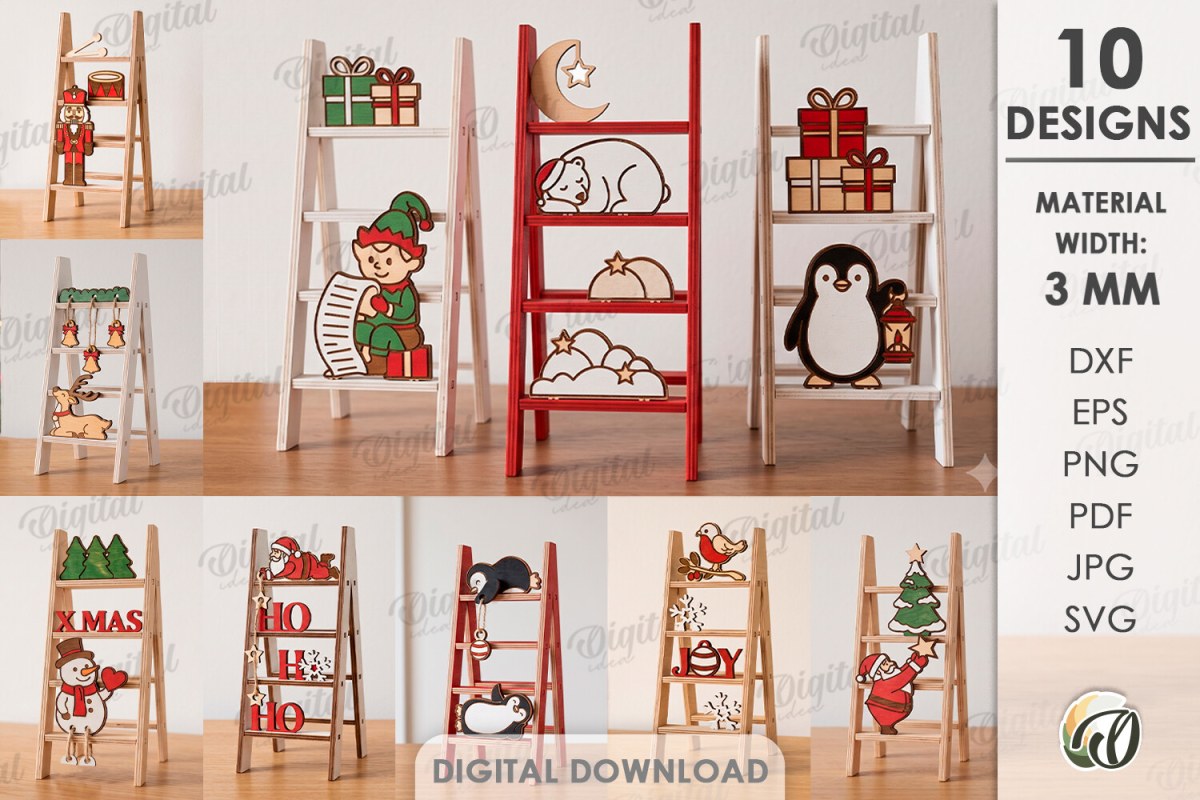 Mini escaleras navideñas para corte láser y CNC