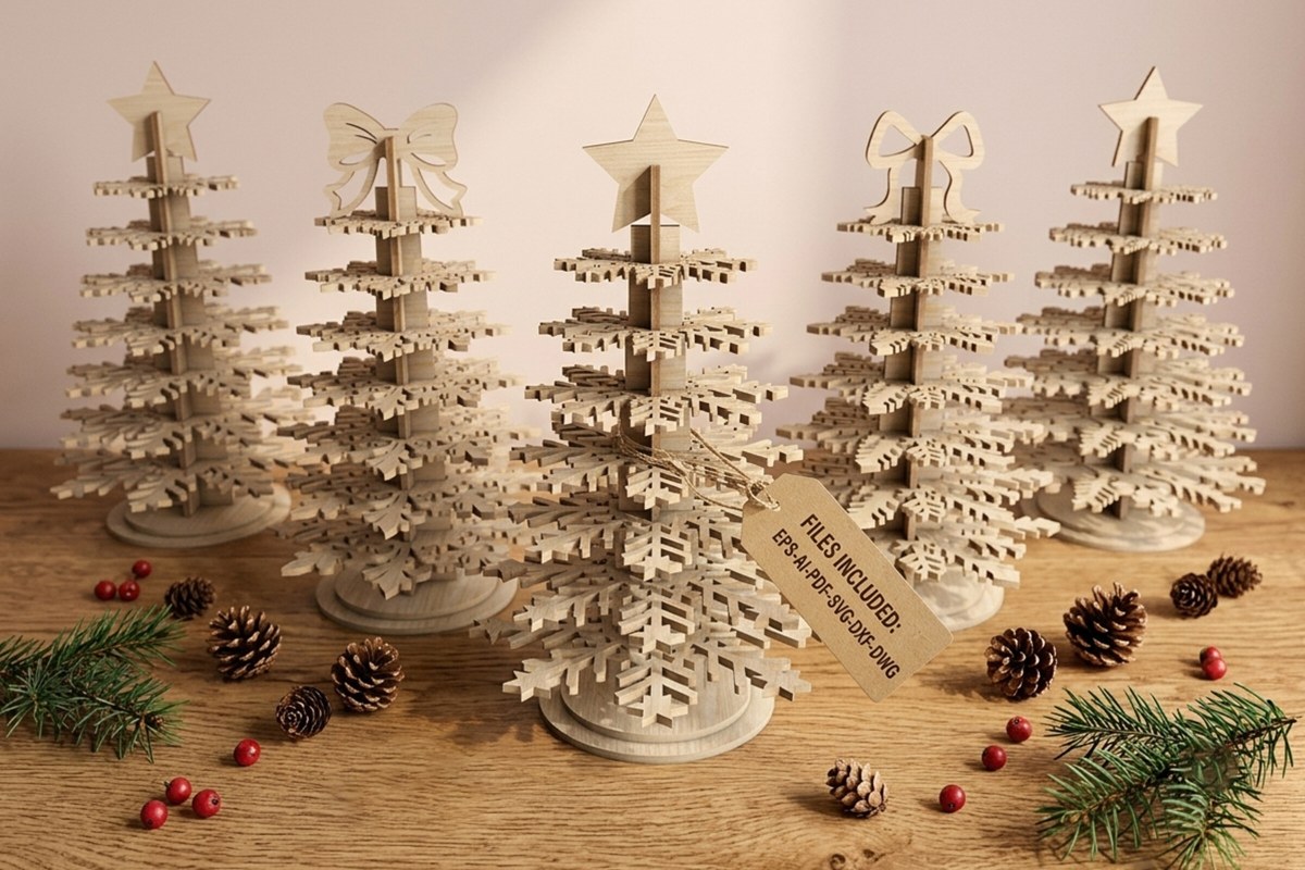 Árboles de Navidad 3D en MDF para Corte Láser - Diseño SVG