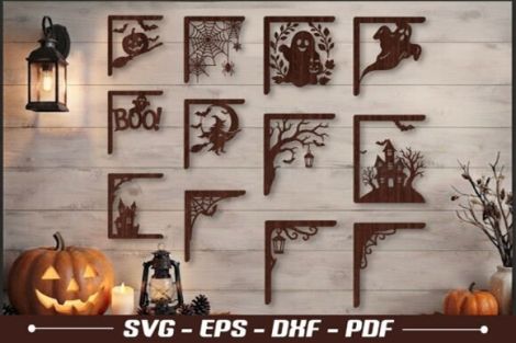 Soporte de esquina Halloween para corte láser y CNC