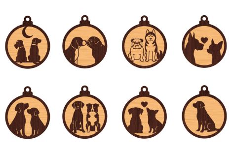 Adornos de pareja perros para corte láser y CNC, diseño vectorial