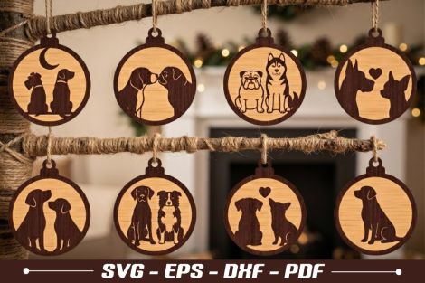 Adornos de pareja perros para corte láser y CNC, diseño vectorial