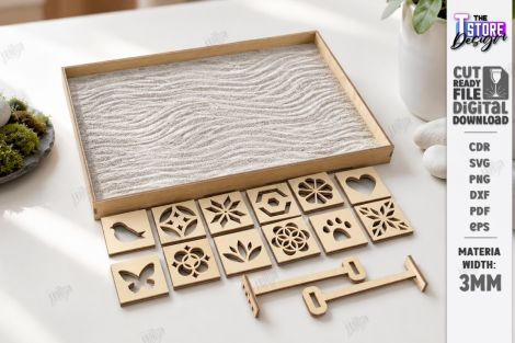 Diseño minimalista jardín zen para corte láser y CNC