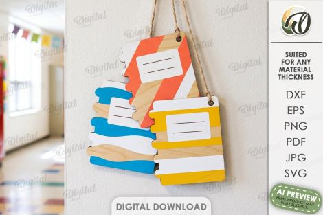 Adornos escolares para corte láser y CNC con diseño vectorial