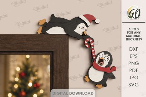 Paquete esquinas puertas navideñas para corte láser