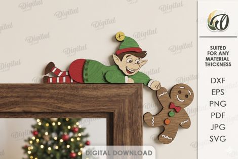 Paquete esquinas puertas navideñas para corte láser