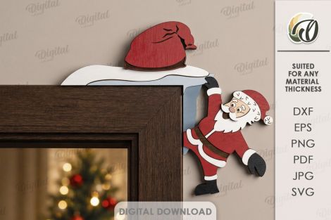 Paquete esquinas puertas navideñas para corte láser