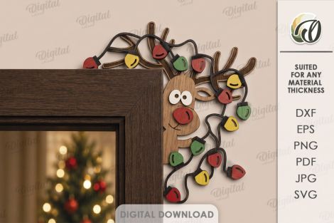 Paquete esquinas puertas navideñas para corte láser