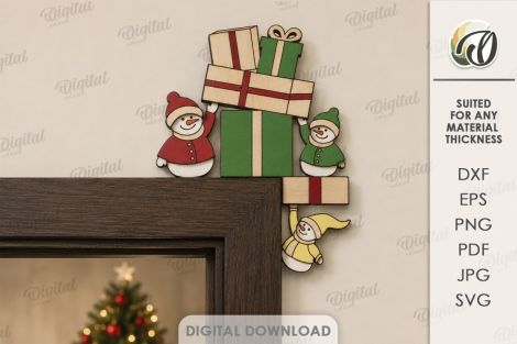 Paquete esquinas puertas navideñas para corte láser