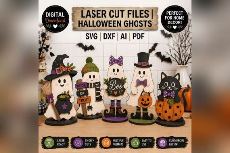 Fantasma de Halloween para corte láser y CNC, decoración perfecta