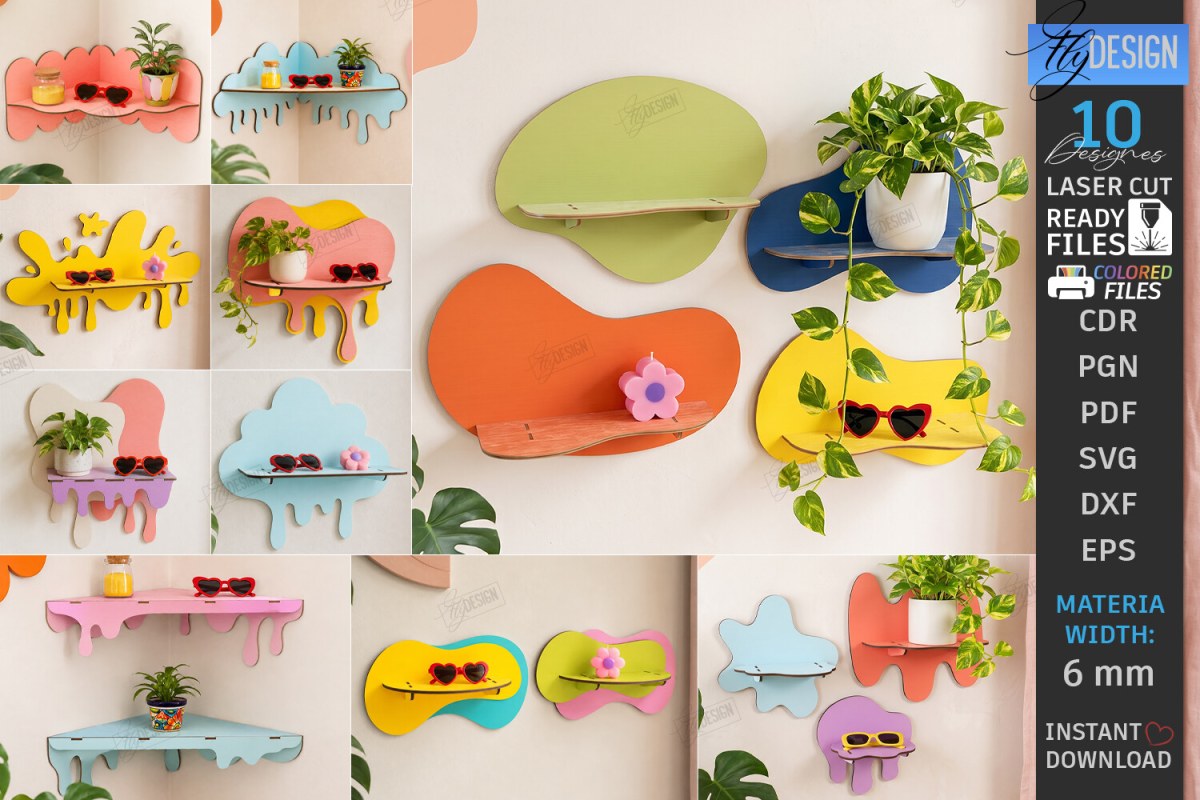 Estantes de pared abstractos con efecto goteo para decoración