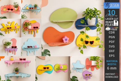 Estantes de pared abstractos con efecto goteo para decoración