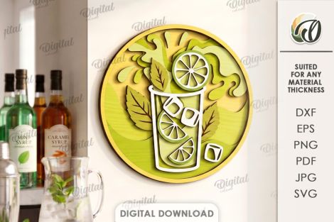 Decoración navideña con forma de bebidas para corte láser