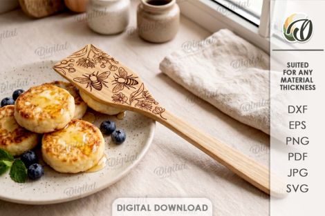 Set de cucharas de cocina para corte láser y CNC, archivos SVG y DXF incluidos