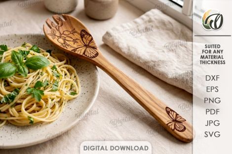Set de cucharas de cocina para corte láser y CNC, archivos SVG y DXF incluidos