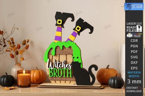 Diseño de Bruja para corte láser y CNC, ideal para decoración