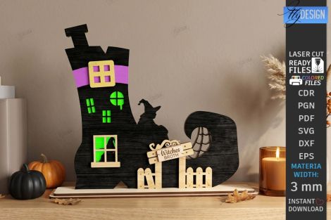 Diseño de Bruja para corte láser y CNC, ideal para decoración