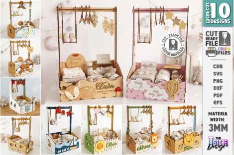 Cajas para baby shower en MDF, archivos SVG y DXF