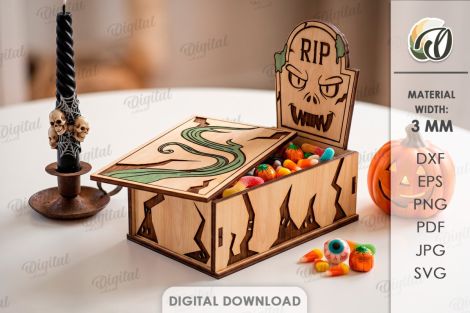 Cajas de dulces de Halloween para corte láser y CNC, decoración festiva