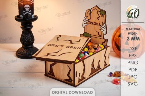 Cajas de dulces de Halloween para corte láser y CNC, decoración festiva
