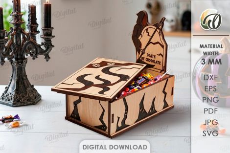 Cajas de dulces de Halloween para corte láser y CNC, decoración festiva