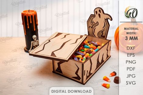Cajas de dulces de Halloween para corte láser y CNC, decoración festiva