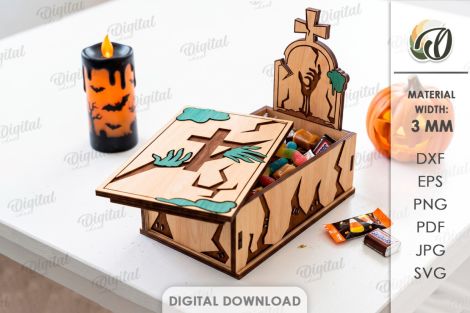 Cajas de dulces de Halloween para corte láser y CNC, decoración festiva