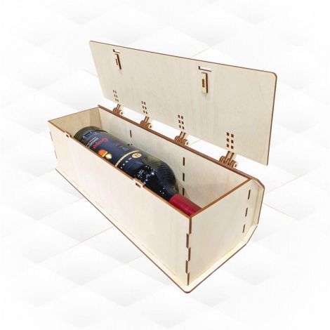 Plantilla de corte láser para candado de caja de vino de regalo, portabotellas SVG DXF, mo