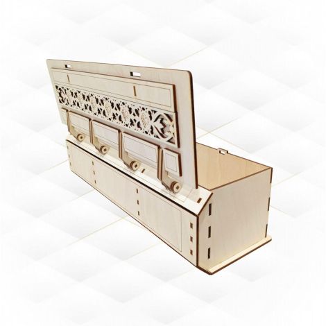 Plantilla de corte láser para candado de caja de vino de regalo, portabotellas SVG DXF, mo