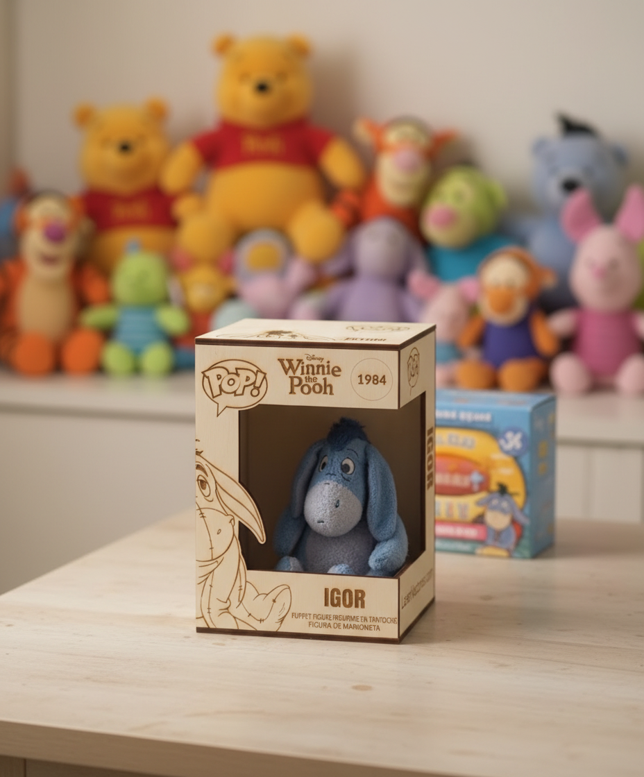 Caja Expositora Funko Pop Ígor Winnie para Decoración y Manualidades