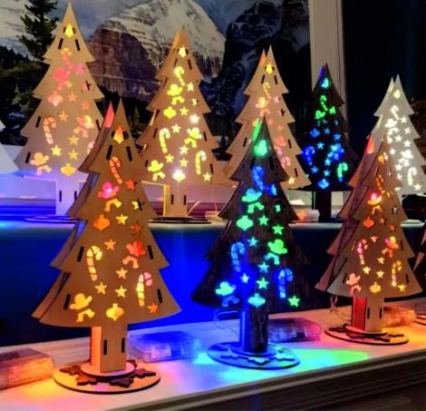 Árbol Navideño Decorativo con Iluminación LED para corte láser y CNC