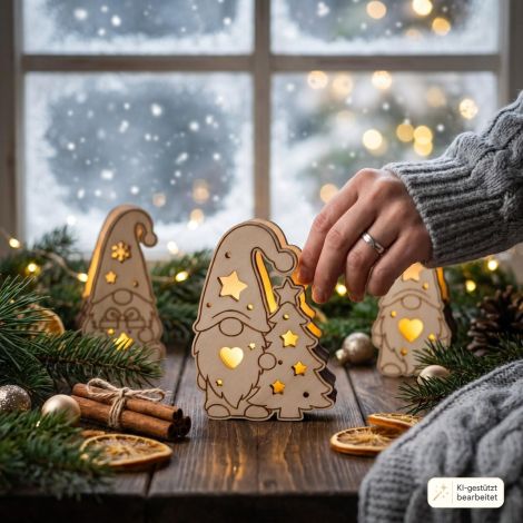 Gnomo navideño LED, juego de 3 piezas para decoración de mesa | Decoración navideña SVG DX