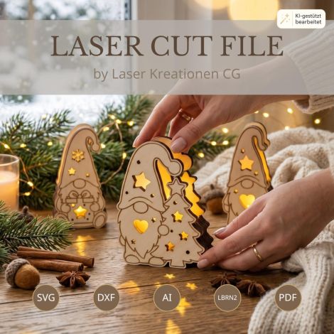 Gnomo navideño LED, juego de 3 piezas para decoración de mesa | Decoración navideña SVG DX
