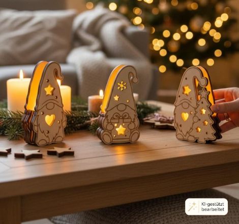 Gnomo navideño LED, juego de 3 piezas para decoración de mesa | Decoración navideña SVG DX