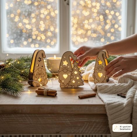 Gnomo navideño LED, juego de 3 piezas para decoración de mesa | Decoración navideña SVG DX