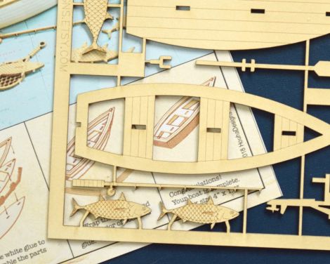 Barco de Pesca Miniatura para Corte láser y CNC