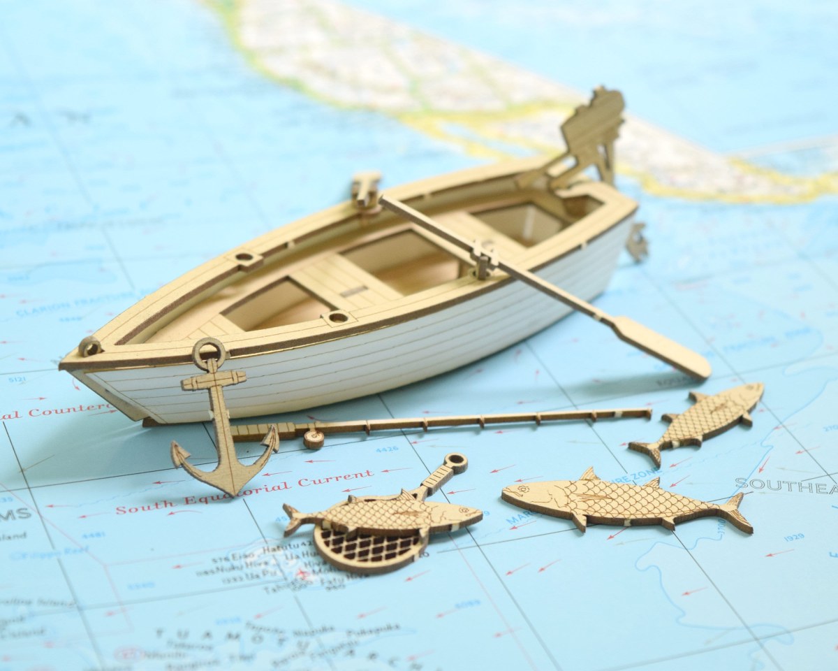 Barco de Pesca Miniatura para Corte láser y CNC