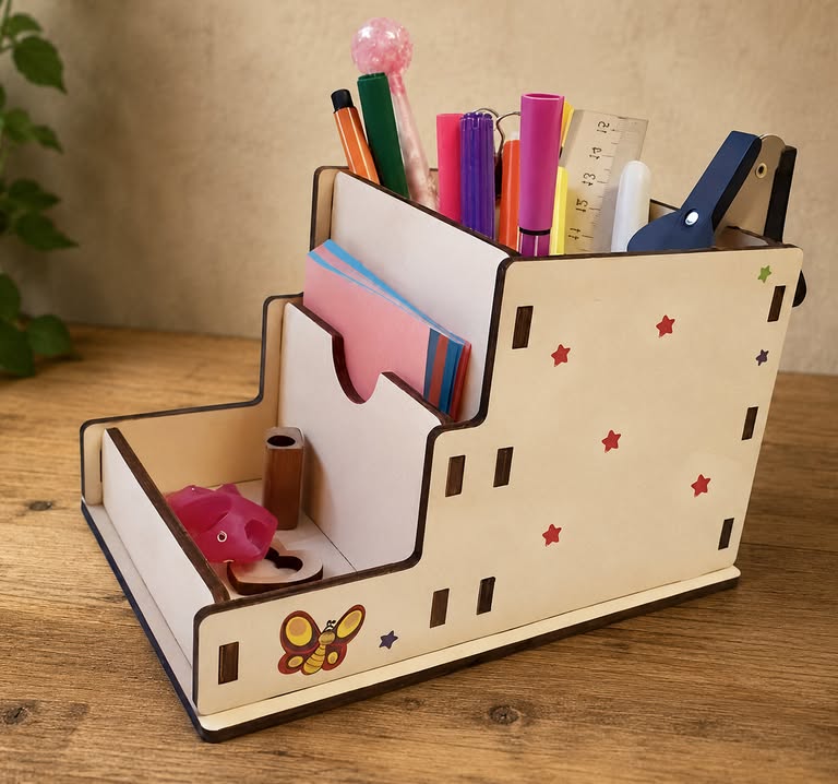 Organizador de Escritorio con Mariposas y Estrellas