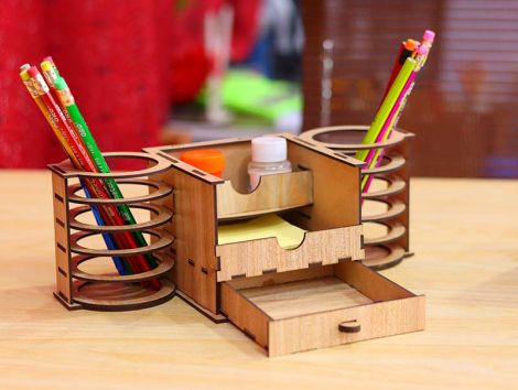 Organizador de escritorio multifuncional de madera